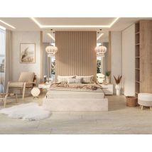 Nova Confort - Lit Coffre Orlane 180 X 200 Cm Avec Sommier À Lattes Relevable Beige Clair