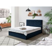 BOBOCHIC - Lit coffre PALMYRE Velours 160x200 Bleu Marine