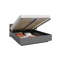 Nova Confort - Lit coffre Perou 160 x 200 cm avec sommier à lattes relevable Gris Foncé