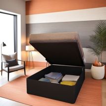 Lit coffre spiro 90x200 + 1 sommier / Noir/ 201x91x38