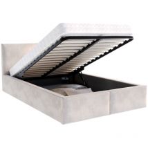 Lit coffre Tulum 120 x 200 cm avec sommier à lattes relevable Beige
