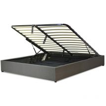 Lit coffre Vegas Gris Clair : Tissu et sommier à lattes flexibles robuste