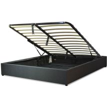 Lit coffre Vegas Gris Foncé : Tissu et sommier à lattes flexibles robuste