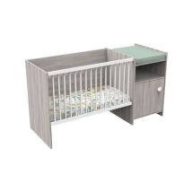 Baby Price - Lit bébé combiné - 120x60cm - Evolutif en 90x190cm - Babyprice Up - Chene - Avec commode a langer 1 porte