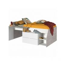 Parisot - Lit combiné enfant contemporain kim - gris loft et blanc - l 90 x l 190 ou 200 cm