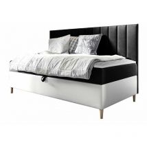 Lit continental Baltimore 165, Soft 017 + Fresh 17, Continental, Unique, 100x200, Tapisserie, Faux cuir, Sommier à lattes, 108x202x115cm