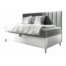 Lit continental Baltimore 165, Soft 017 + Fresh 14, Unique, Continental, 90x200, Faux cuir, Tapisserie, Sommier à lattes, 98x202x115cm