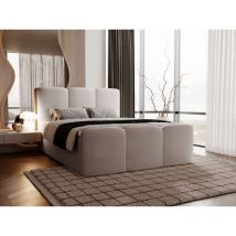 Graingold - Lit continental Campi avec rangement 140 x 200 double, velours, gris clair