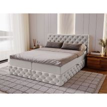 Lit continental Canolo avec rangement 180 x 200 double, velours, gris clair