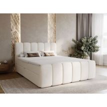 Graingold - Lit continental Cloud avec rangement 160 x 200 double, velours, crème