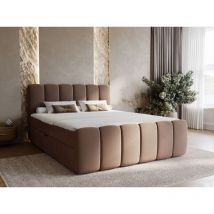 Graingold - Lit continental Cloud avec rangement 180 x 200 double, velours, marron