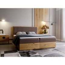 Graingold - Lit continental Forest avec rangement 140 x 200 double, en bois, marron