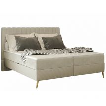 Lit continental Indiana 159, Poso 100 + Paros 01, Double, Continental, 180x200, Tapisserie, Sommier à lattes, 186x209x105cm