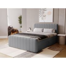 Graingold - Lit continental Osteno avec rangement 140 x 200 double, velours, gris