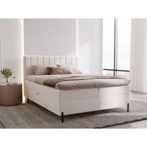 Graingold - Lit continental Primavera avec rangement 160 x 200 double, velours, crème