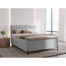 Lit continental Primavera avec rangement 180 x 200 double, velours, gris clair