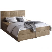 Lit continental Stamford 103, Itaka 48, Double, Continental, 140x200, Tapisserie, Sommier à lattes, 140x209x108cm