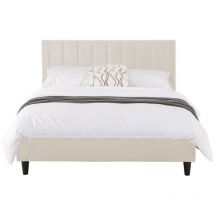 CAMBRIDGE - Lit velours beige 140x190