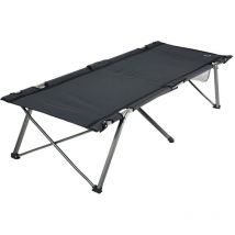 Lit de camp pliable O'camp Avec housse de transport - Noir - Dimensions 207 x 75 x 50 cm