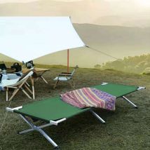 Skecten - Lit de camp lit d'appoint pliable 1906242 cm avec sac de transport polyester oxford métal neuf vert