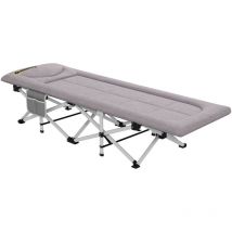 Outsunny - Lit de camp pliable avec matelas et sac de transport gris