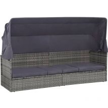 Helloshop26 - Lit de jardin avec auvent gris 205 x 62 cm résine tressée