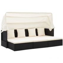 Lit de jardin avec toit Noir Résine tressée Vidaxl
