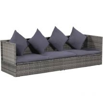Lit de jardin Gris 200x60 cm Résine tressée