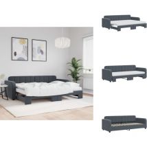 Lit de jour avec gigogne et matelas gris foncé 80x200cm velours - Lit De Jour Avec Lit Gigogne - Lits De Jour Avec Lits Gigognes - Canapé-lit - Lit