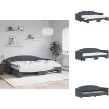 Vidaxl - Lit de jour avec gigogne et matelas gris foncé 80x200cm velours - Lit De Jour Avec Lit Gigogne - Lits De Jour Avec Lits Gigognes