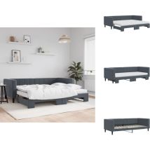 Lit de jour avec gigogne et matelas gris foncé 90x200cm velours - Lit De Jour Avec Lit Gigogne - Lits De Jour Avec Lits Gigognes - Canapé-lit - Lit