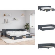 Vidaxl - Lit de jour avec gigogne et tiroirs gris foncé 80x200cm velours - Lit De Jour Avec Lit Gigogne - Lits De Jour Avec Lits Gigognes