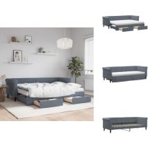 Lit de jour avec gigogne et tiroirs gris foncé 80x200cm velours - Lit De Jour Avec Lit Gigogne - Lits De Jour Avec Lits Gigognes - Canapé-lit - Lit