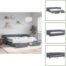 Lit de jour avec gigogne et tiroirs gris foncé 90x200cm velours - Lit De Jour Avec Lit Gigogne - Lits De Jour Avec Lits Gigognes - Canapé-lit - Lit
