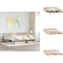 Lit de jour avec gigogne et tiroirs sans matelas 80x200 cm - Lit De Jour Avec Lit Gigogne - Lits De Jour Avec Lits Gigognes - Canapé-lit - Lit De Jour