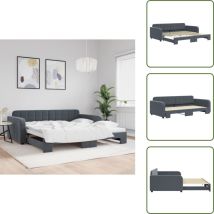 Lit de jour avec gigogne sans matelas gris foncé 100x200 cm - Lit De Jour Avec Lit Gigogne - Lits De Jour Avec Lits Gigognes - Canapé-lit - Lit