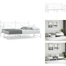 Lit de jour avec lit gigogne sans matelas blanc 90x200 cm acier - Lit De Jour Avec Lit Gigogne - Lits De Jour Avec Lits Gigognes - Canapé-lit - Lit