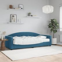 Sofá cama con colchón terciopelo azul 80x200 cm