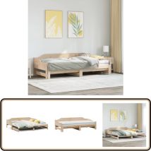 Lit de jour et lit gigogne sans matelas 90x200 cm bois massif - Lit Deux Places - Canapé Lit - Lit Gigogne - Meuble Multifonction - Lit Design