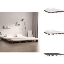 Lit de palette sans matelas gris 200x200 cm bois massif - Lit Plateforme - Lit Bois - Lit Design - Lit Industriel - Lit Double