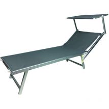 LIT DE SOLEIL DE PLAGE EN ALUMINIUM MOD. RIMINI AVEC AUVENT GRIS 180x60xH38 cm