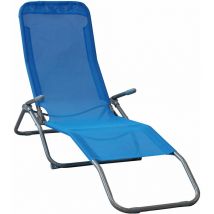 Playaness - Lit de plage de pont en acier et textilène avec accoudoirs de mayo Blue - Blue