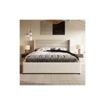 Aiducho Lit de rangement rembourré hydraulique Lit double 180x200cm, cadre en caillebotis en bois, lit avec cadre en caillebotis en métal, lin,