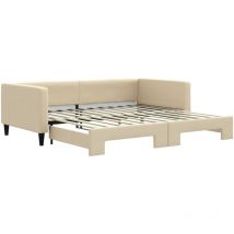 Lit de jour avec lit gigogne crème 100x200 cm tissu vidaXL
