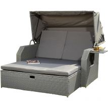 Lit de soleil en rotin, gris, toit, rotin, chaise de plage, bain de soleil, relax