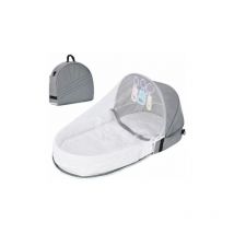 Lit de voyage pour bébé avec moustiquaire à baldaquin, lit bébé pliable avec moustiquaire Lit de voyage bionique en coton respirant Nid câlin
