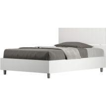 Lit Queen Size Avec Conteneur Tête De Lit Droite 120x190 En Frêne Blanc Demas