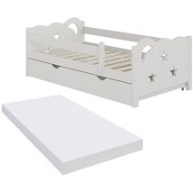 Livinity - Lit pour enfant Jessica, Blanc, 70x140 cm avec tiroir et matelas, Vitalispa