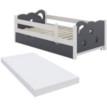 Livinity - Lit pour enfant Jessica, Gris, 70x140 cm avec tiroir, sans matelas, Vitalispa