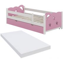 Livinity - Lit pour enfant Jessica, Rose, 80x160 cm avec tiroir et matelas, Vitalispa